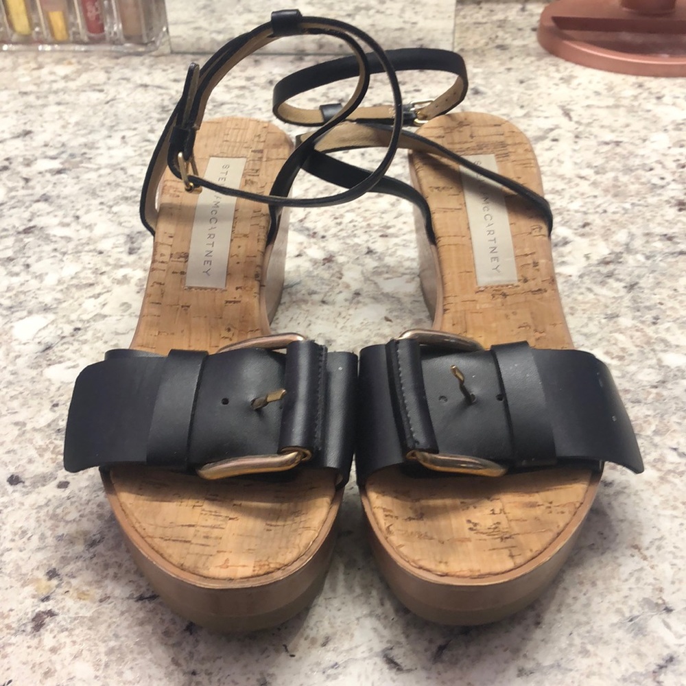 Stella McCartney black strapless wedges